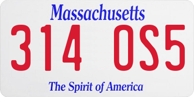 MA license plate 314OS5