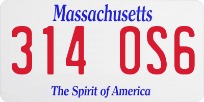 MA license plate 314OS6