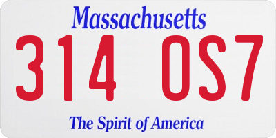 MA license plate 314OS7