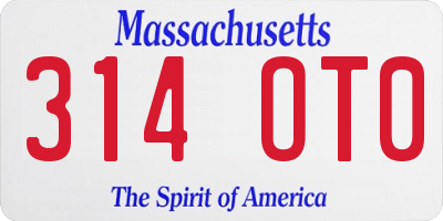 MA license plate 314OT0