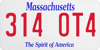 MA license plate 314OT4