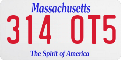 MA license plate 314OT5