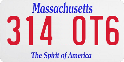 MA license plate 314OT6