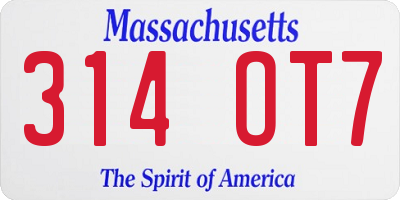 MA license plate 314OT7