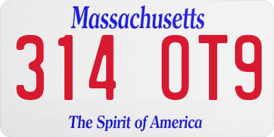 MA license plate 314OT9