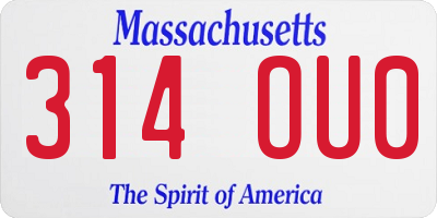 MA license plate 314OU0