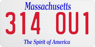 MA license plate 314OU1