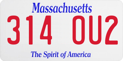 MA license plate 314OU2