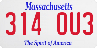MA license plate 314OU3