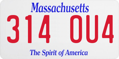 MA license plate 314OU4