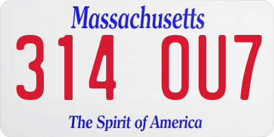 MA license plate 314OU7