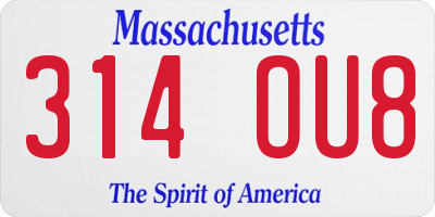 MA license plate 314OU8