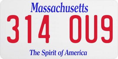 MA license plate 314OU9