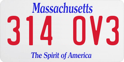 MA license plate 314OV3