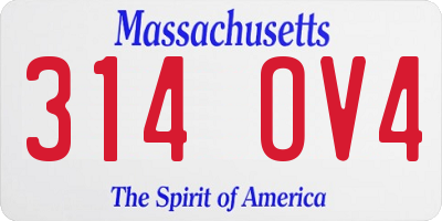 MA license plate 314OV4