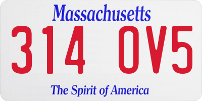 MA license plate 314OV5