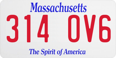 MA license plate 314OV6