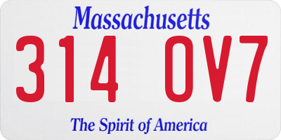MA license plate 314OV7
