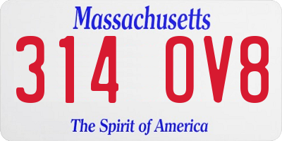 MA license plate 314OV8