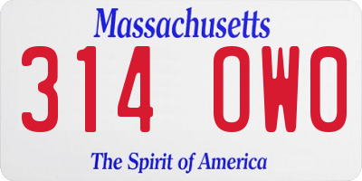 MA license plate 314OW0