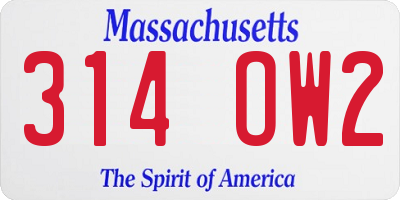 MA license plate 314OW2