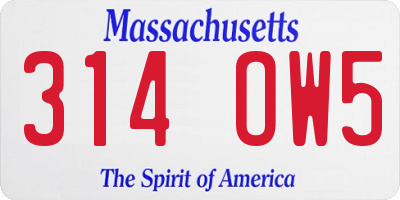 MA license plate 314OW5