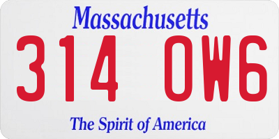 MA license plate 314OW6