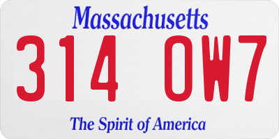 MA license plate 314OW7