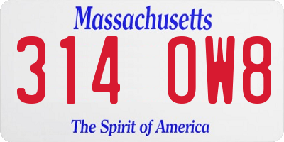 MA license plate 314OW8