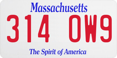 MA license plate 314OW9