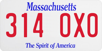 MA license plate 314OX0