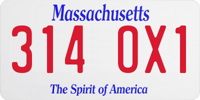 MA license plate 314OX1