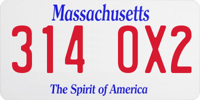 MA license plate 314OX2
