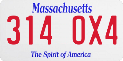 MA license plate 314OX4