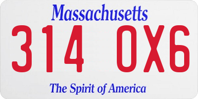 MA license plate 314OX6