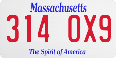 MA license plate 314OX9
