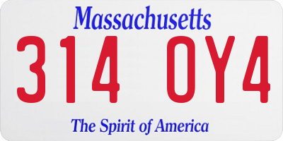 MA license plate 314OY4