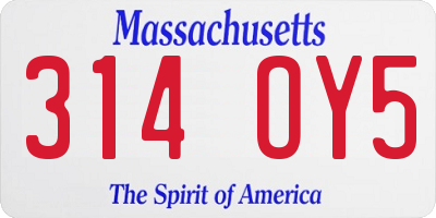 MA license plate 314OY5