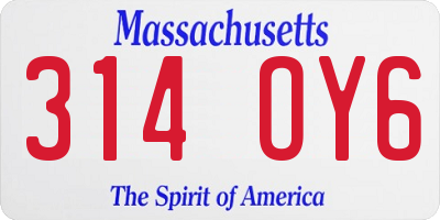 MA license plate 314OY6