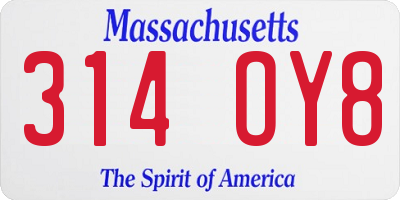 MA license plate 314OY8