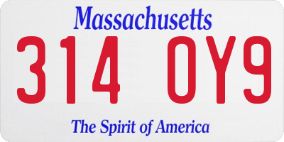 MA license plate 314OY9