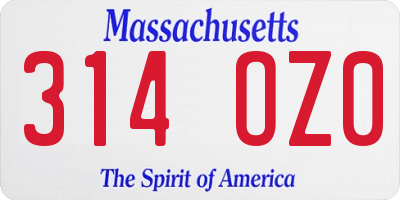 MA license plate 314OZ0