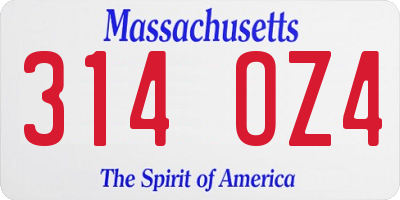 MA license plate 314OZ4