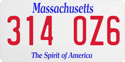 MA license plate 314OZ6