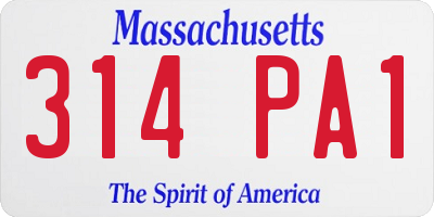 MA license plate 314PA1