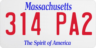 MA license plate 314PA2