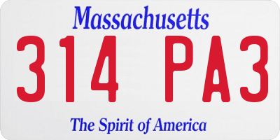 MA license plate 314PA3