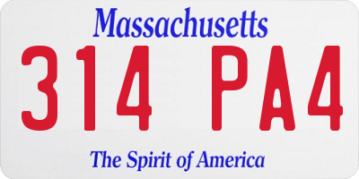 MA license plate 314PA4