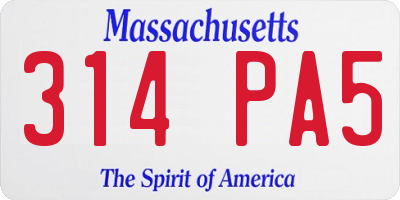 MA license plate 314PA5