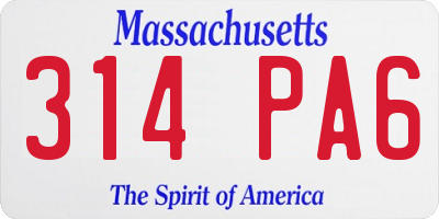 MA license plate 314PA6